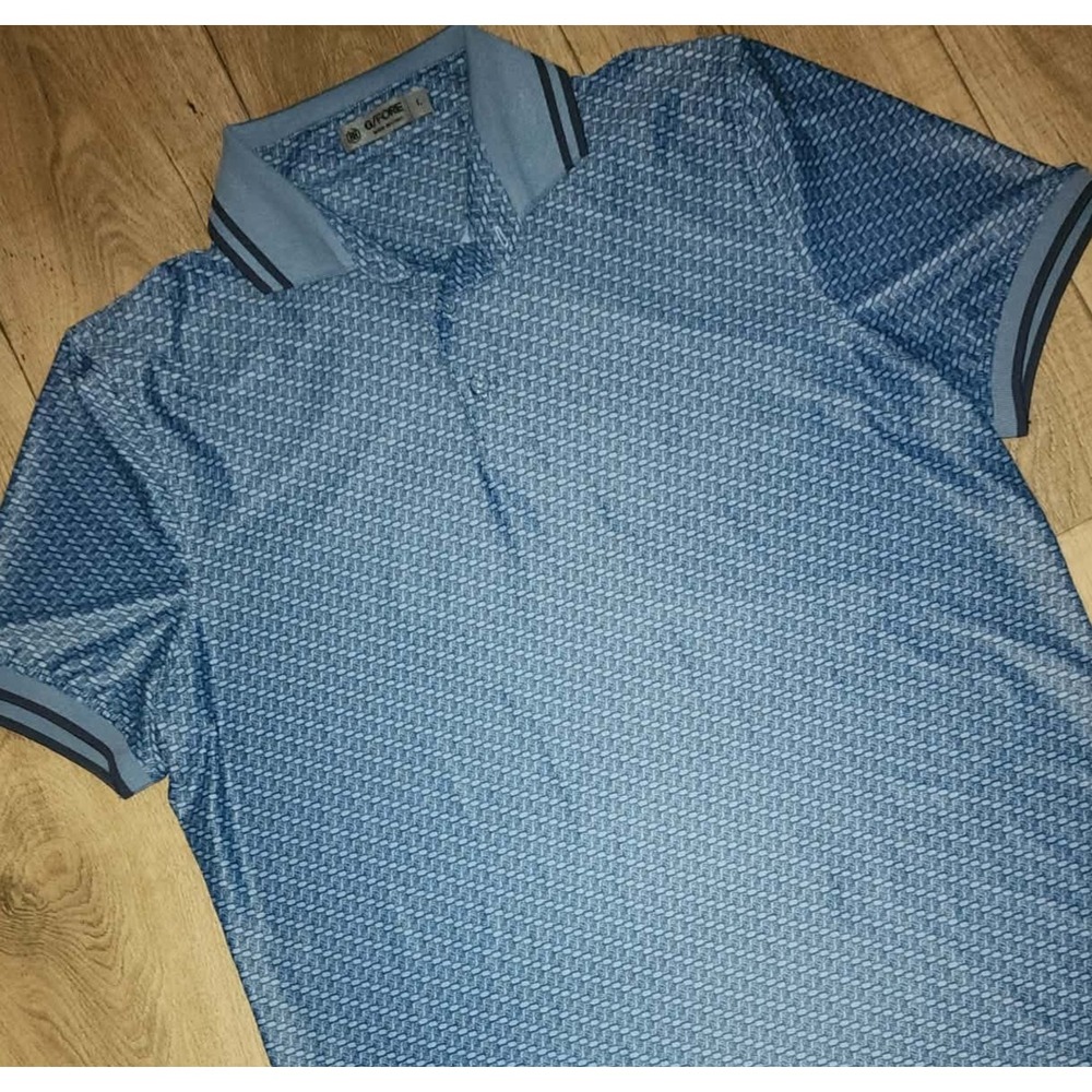 G/FORE Mens Blue Geometric Logo Print Short‎ Sleeve Golf Polo Shirt Large L